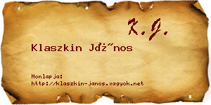 Klaszkin János névjegykártya