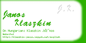 janos klaszkin business card